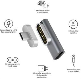 img 2 attached to Магнитный адаптер USB C с разъемом 20Pins типа C - поддерживает USB PD 100 Вт быструю зарядку, передачу данных 10 Гб/с, видеовыход 4К@60 Гц - совместим с MacBook Pro/Air и другими устройствами типа C (серый)