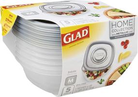 img 3 attached to 🍱 GladWare Home Entree Food Storage Containers - Medium Square, 5-Count Set with 25oz Capacity, Glad Lock Tight Seal, BPA Free Containers and Lids