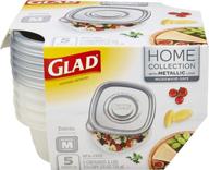 🍱 gladware home entree food storage containers - medium square, 5-count set with 25oz capacity, glad lock tight seal, bpa free containers and lids logo