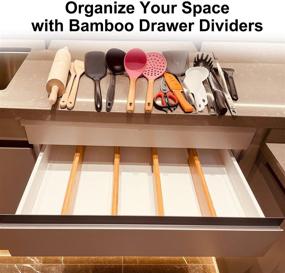 img 1 attached to Bamboo Drawer Dividers - 4-Pack Adjustable Organizers for Small Drawers