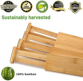 img 2 attached to Bamboo Drawer Dividers - 4-Pack Adjustable Organizers for Small Drawers