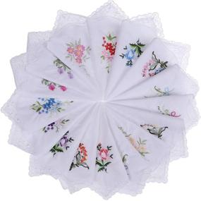 img 4 attached to 🌸 Elegant Floral Handkerchiefs: Exquisite Vintage Embroidered Cotton Delights