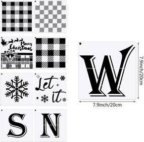 img 3 attached to 9-Piece Christmas Buffalo Plaid Stencils Kit | Reusable Snowflake Stencil Templates | Let It Snow Stencil with Open Ring | Ideal for Wood, Paper, and Fabric Painting | 7.8 x 7.8 Inch