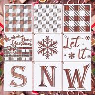 9-piece christmas buffalo plaid stencils kit | reusable snowflake stencil templates | let it snow stencil with open ring | ideal for wood, paper, and fabric painting | 7.8 x 7.8 inch logo