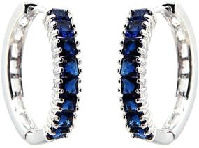 img 2 attached to Stunning FC JORY White Gold-Plated CZ Blue Hoop Dangle Earrings with Prong Crystal Accents