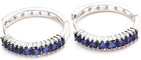 img 1 attached to Stunning FC JORY White Gold-Plated CZ Blue Hoop Dangle Earrings with Prong Crystal Accents