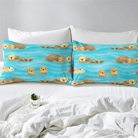 img 3 attached to 🦦 Cute Cartoon Otter Kids Bedding Set - Zoo Animal Theme - 2Pcs Twin Size Bed Sheet Set for Boys and Girls - Wildlife Otters Bed Cover Room Decor with 1 Pillow Case