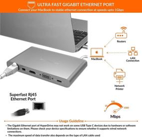 img 1 attached to 11-в-1 HyperDrive USB C концентратор, адаптер типа C для MacBook Pro, ноутбуков с интерфейсом USB-C: поддержка зарядки Power Delivery, передача данных 5Gbps, 4K HDMI, 3 порта USB 3.1, VGA и многое другое!