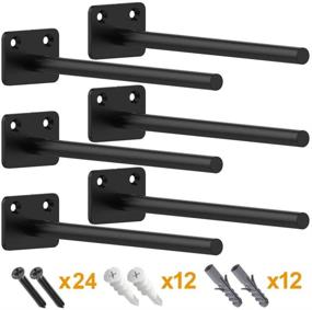 img 4 attached to 🔧 Set of 6 Heavy Duty Solid Steel Hidden Shelf Brackets for 8 Inch Floating Wood Shelves - Floating Shelf Support Hardware
