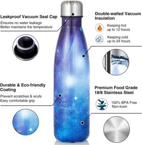 img 2 attached to 🌌 HGDGears 17oz Stainless Steel Water Bottle - Vacuum Insulated Flask with Brush, BPA Free, Leak Proof Cola Shape Thermos - Galaxy Blue