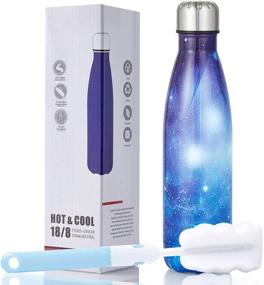 img 4 attached to 🌌 HGDGears 17oz Stainless Steel Water Bottle - Vacuum Insulated Flask with Brush, BPA Free, Leak Proof Cola Shape Thermos - Galaxy Blue