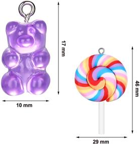 img 3 attached to Colorful DIY Jewelry Making Supplies: 65 Pieces Gummy Charms Bear Pendants in Lollipop Shape - Polymer Clay Jewelry Charm Pendants for Earrings, Necklace, and Bracelet