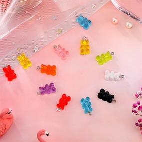 img 2 attached to Colorful DIY Jewelry Making Supplies: 65 Pieces Gummy Charms Bear Pendants in Lollipop Shape - Polymer Clay Jewelry Charm Pendants for Earrings, Necklace, and Bracelet