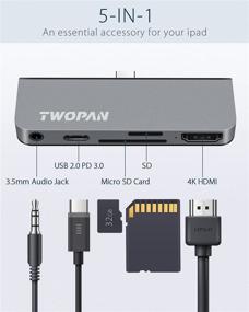 img 3 attached to 🔌 TWOPAN USB C Hub for iPad Pro/24 inch iMac 2021 - 5-in-1 Docking Station with HDMI, PD Charging, and SD Card Reader - Space Gray
