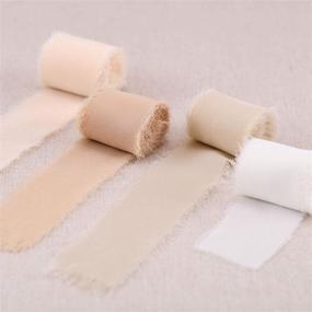 img 3 attached to FANEYA Handmade Fringe Chiffon Silk-Like Ribbon 1.5&#34; x 3Yd Sand Shade Swatch Chart - Perfect for Wedding Invitations, Bouquets, Gift Wrapping (Nude/Cream/Sand/Ivory)
