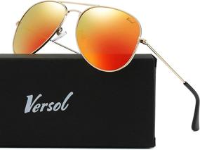 img 3 attached to Versol Aviator Sunglasses: Stylish UV400 Protection for Men and Women with Mirrored Lens and Polarized Lightweight Design