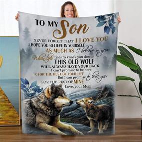 img 4 attached to 🐺 Yuboo Wolf Fleece Flannel Throw Blanket, Lightweight Soft Decorative Blanket for Teens - Perfect Gift from Mom - Ideal for Sofa, Couch, Bed - 60''x50''