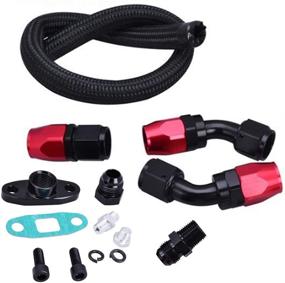 img 1 attached to 💪 Улучшите производительность с помощью набора Anngo Turbo Oil Drain Return Line Oil Feed Kit в черном цвете для T3 T4 T04E T60 T61 T70