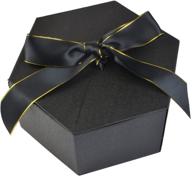 🎁 large black gift box - 9'' x 8'' x 4'' with lid, ribbon, and shredded paper - perfect for christmas, wedding, halloween, valentines day, birthday, mother's day, father's day, engagements, grooms gifts logo