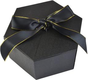 img 4 attached to 🎁 Large Black Gift Box - 9'' x 8'' x 4'' with Lid, Ribbon, and Shredded Paper - Perfect for Christmas, Wedding, Halloween, Valentines Day, Birthday, Mother's Day, Father's Day, Engagements, Grooms Gifts