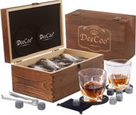 🥃 premium whiskey glasses gift set with wooden box - set of 2 old fashioned bourbon glasses with stones, ideal scotch glass set, 10 oz crystal cocktail glasses for men, perfect barware gift for dad logo