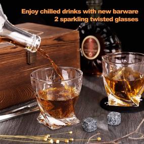 img 2 attached to 🥃 Premium Whiskey Glasses Gift Set with Wooden Box - Set of 2 Old Fashioned Bourbon Glasses with Stones, Ideal Scotch Glass Set, 10 oz Crystal Cocktail Glasses for Men, Perfect Barware Gift for Dad