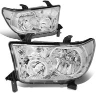 🔦 dna motoring chrome housing clear corner headlights replacement for 07-13 tundra sequoia - hl-oh-tt07-ch-cl1 logo