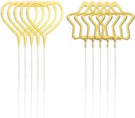🎂 ugyduky 10-piece star and heart gold birthday cake candles: ideal candle toppers for party, wedding cake decoration supplies. birthday candles in holders, perfect photography tool logo