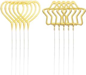 img 3 attached to 🎂 UgyDuky 10-Piece Star and Heart Gold Birthday Cake Candles: Ideal Candle Toppers for Party, Wedding Cake Decoration Supplies. Birthday Candles in Holders, Perfect Photography Tool