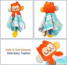 img 3 attached to 🐵 Baby Lovey Security Blanket: Soft Plush Stuffed Animal Toy with Teether and Rattle Tags - Monkey Design for Soothing Sensory Experience, Snuggle Blanket for Newborn Infants - Nursery Decor Included