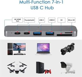 img 2 attached to KppeX USB C Hub: 7-in-1 Adapter for MacBook Air/Pro 2018/2019/2020, iPad Pro - 4K HDMI, SD/TF Card Reader, Thunderbolt 3 & 2 USB 3.0 Ports