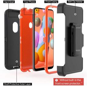 img 2 attached to 📱 Samsung Galaxy A11 Case - Durable Heavy Duty Shockproof Protective Cover with Belt Clip Holster for Samsung Galaxy A11 Phone (Black+Orange)