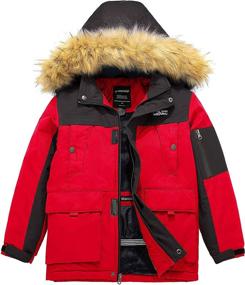 img 4 attached to 🧥 Wantdo Boy's Waterproof Ski Jacket - Warm Winter Snow Coat with Thick Parka, Breathable Rain Jackets and Removable Faux Fur Hood