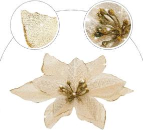 img 2 attached to 🎄 36 Pieces of Christmas Glitter Poinsettia Artificial Wedding Flowers - Perfect Christmas Tree Ornaments and Decorations for Home, Yard, and New Year Celebrations. Available in Gold, 3/ 4/ 6 inch Sizes.