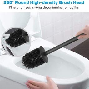 img 1 attached to Premium Stainless Steel 304 Rubber Painted Black Toilet Brush Cleaning Tool Holder Set with High-Quality Toilet Brush