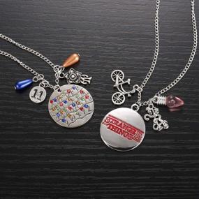 img 3 attached to 👻 Ukodnus 2PC Stranger Things Necklace: Alphabet Light Halloween Cosplay Jewelry, Perfect for Girls Dressing up as Eleven or Demogorgon!