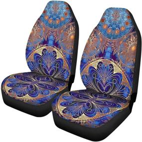 img 3 attached to 🚗 INSTANTARTS 2 Piece Boho Mandala Car Front Seat Covers: Universal Fit High Back Comfort Cushions for Auto Seats