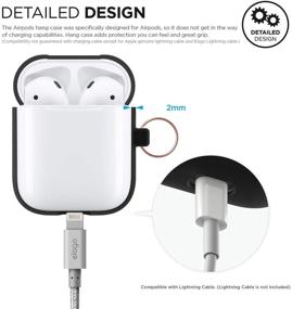 img 1 attached to elago Силиконовый чехол для AirPods с брелоком - совместим с Apple AirPods 🎧 Case 1 & 2, видимый передний светодиод, поддержка беспроводной зарядки, защитный силикон, черный.