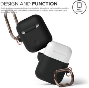 img 3 attached to elago Силиконовый чехол для AirPods с брелоком - совместим с Apple AirPods 🎧 Case 1 & 2, видимый передний светодиод, поддержка беспроводной зарядки, защитный силикон, черный.