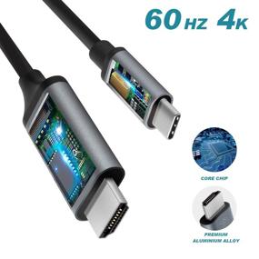 img 3 attached to 🔌 6FT/1.8M Grey USB C to HDMI Cable Adapter - Compatible with Samsung Galaxy S20/S10/S10+/9/8, MacBook, iMac, MacBook Air, iPad Pro 2020, Dell XPS, Surface Book, etc.