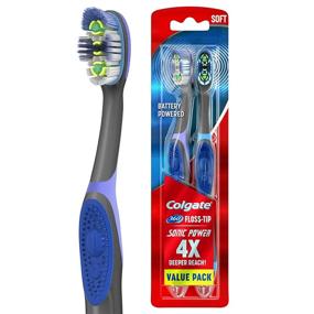 img 4 attached to 🦷 Colgate 360 Sonic Battery Power Electric Toothbrush with Floss-Tip Bristles, Tongue and Cheek Cleaner - Soft (2 Pack)