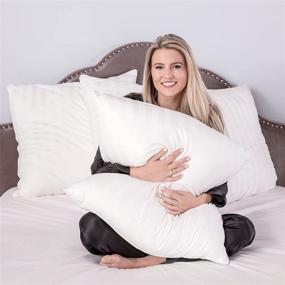 img 1 attached to 🛏️ SensorPEDIC Luxury Cotton Decorator Sateen Stripe Euro Square Pillows - Set of 2, White (28 x 28 inches)