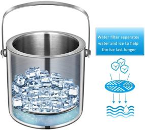 img 2 attached to 🧊 Hemoton Durable Stainless Steel Portable Ice Bucket - 1.3L Double Walled Insulated Cooler: Longer Cooling Time for Bar Party Kitchen Picnic"