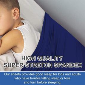 img 2 attached to 🛌 Huloo Sleep Sensory Compression Blanket: Cooling & Deep Relaxing Bed Sheet for Kids and Adults, Twin Size – Super Stretch Spandex, Breathable & Sensory Sheet (39"x59", Blue)