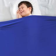 🛌 huloo sleep sensory compression blanket: cooling & deep relaxing bed sheet for kids and adults, twin size – super stretch spandex, breathable & sensory sheet (39"x59", blue) logo