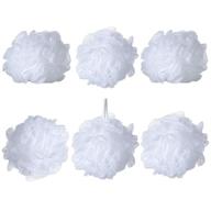 🚿 bulk pack of 6 bath shower loofah sponges (60g/pcs), snow white mesh pouf shower ball - big luxury body buff puff, white logo