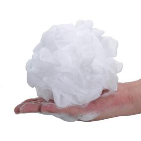 img 1 attached to 🚿 Bulk Pack of 6 Bath Shower Loofah Sponges (60g/pcs), Snow White Mesh Pouf Shower Ball - Big Luxury Body Buff Puff, White