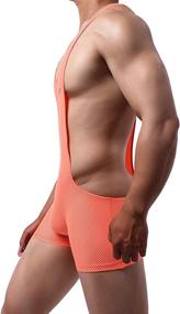 img 4 attached to 👕 YUFEIDA Men's Breathable Athletic Supporters: Mesh Bodysuit for Wrestling & Base layers