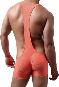 img 2 attached to 👕 YUFEIDA Men's Breathable Athletic Supporters: Mesh Bodysuit for Wrestling & Base layers