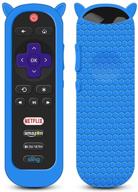 🐱 blue silicone protective case for tcl roku tv rc280 remote - shockproof cover with cute cat ear shape, anti-slip universal replacement sleeve logo